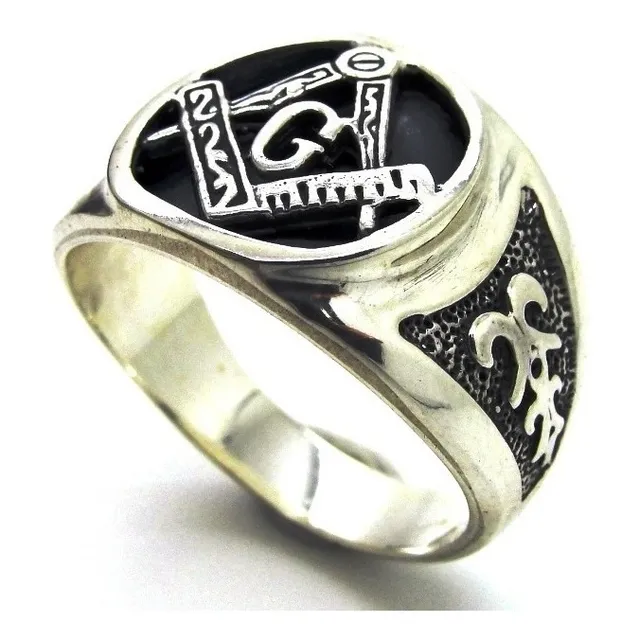 Anel Prata De Lei 950 Maçom Trabalhado Maciço Mestre Maçon