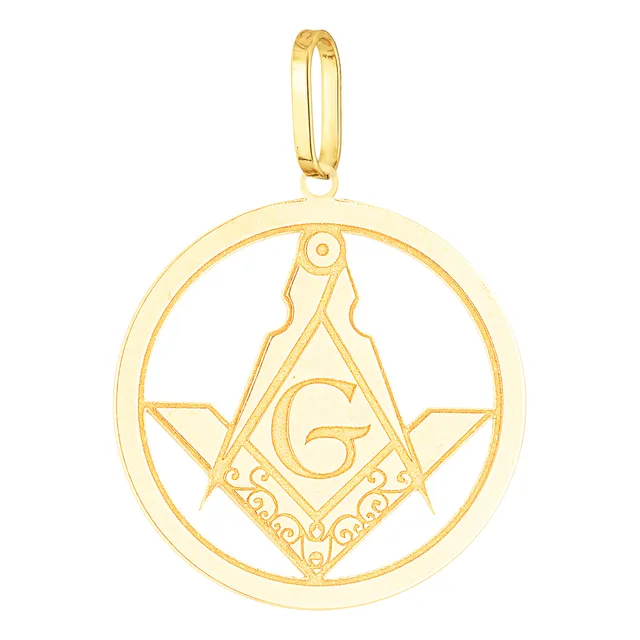 Pingente Ouro 18k Maçom Esquadro 15mm P Dourado
