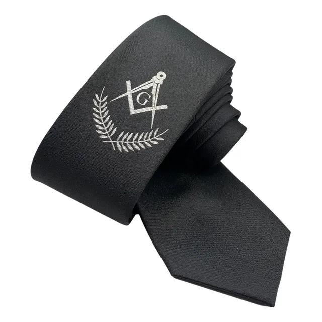 Gravata Maçonaria Maçom Símbolos Esquadro Compasso Poliéster Preto Esquadro E Compasso 1.45 M