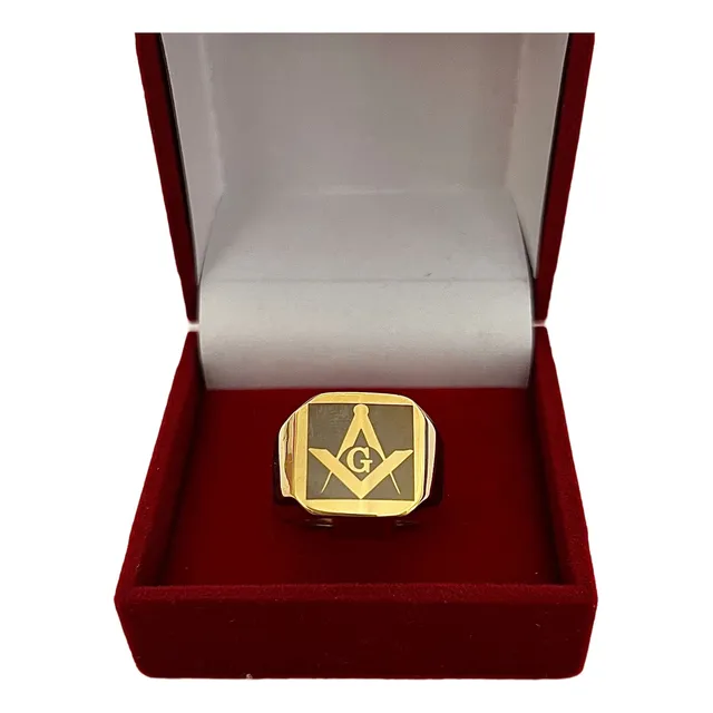 Anel Banhado A Ouro 18k Masculino Maçônico, Maçom, Maçonaria
