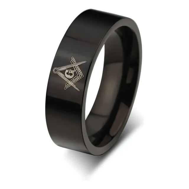 Anel Preto Titânio 6m Maçom Maçonaria