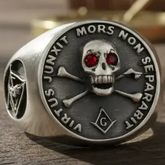 Anel Maçonaria Virtus Junxit Mors Non Separabit Prata 950 Prateado