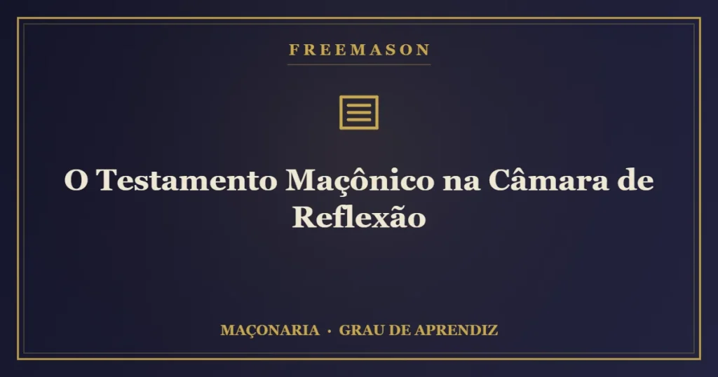 O testamento maçônico redigido na Câmara de Reflexão