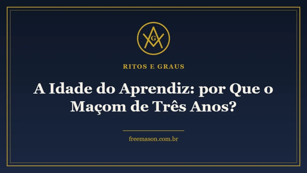 Idade do aprendiz maçom três anos - esquadro e compasso em fundo azul e dourado