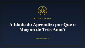 Idade do aprendiz maçom três anos - esquadro e compasso em fundo azul e dourado