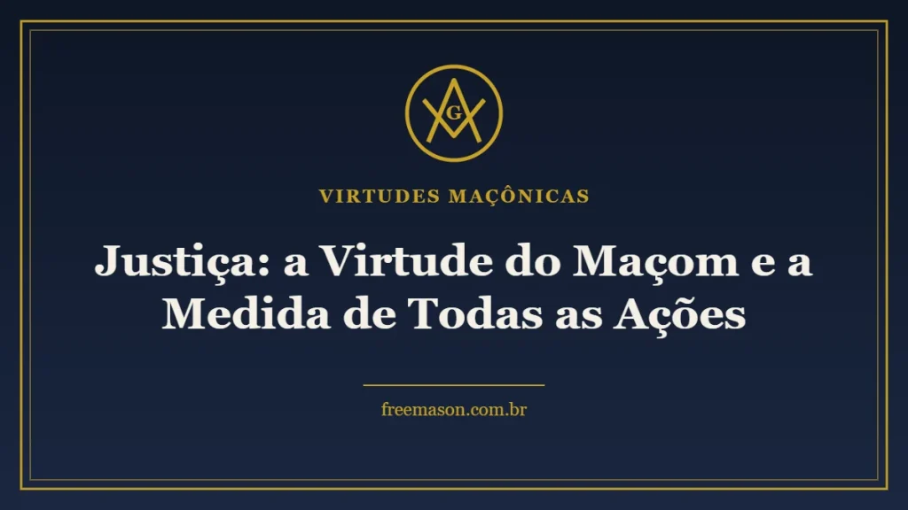 Justiça virtude do maçom - esquadro e compasso em fundo azul e dourado