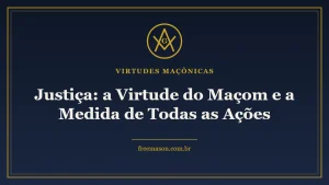 Justiça virtude do maçom - esquadro e compasso em fundo azul e dourado