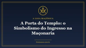 Porta do templo maçônico - esquadro e compasso em fundo azul e dourado